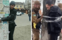 Vídeo! saqueadores são amarrados em postes na Ucrânia por justiceiros