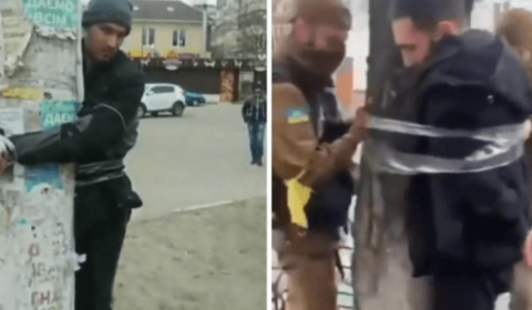 Vídeo! saqueadores são amarrados em postes na Ucrânia por justiceiros