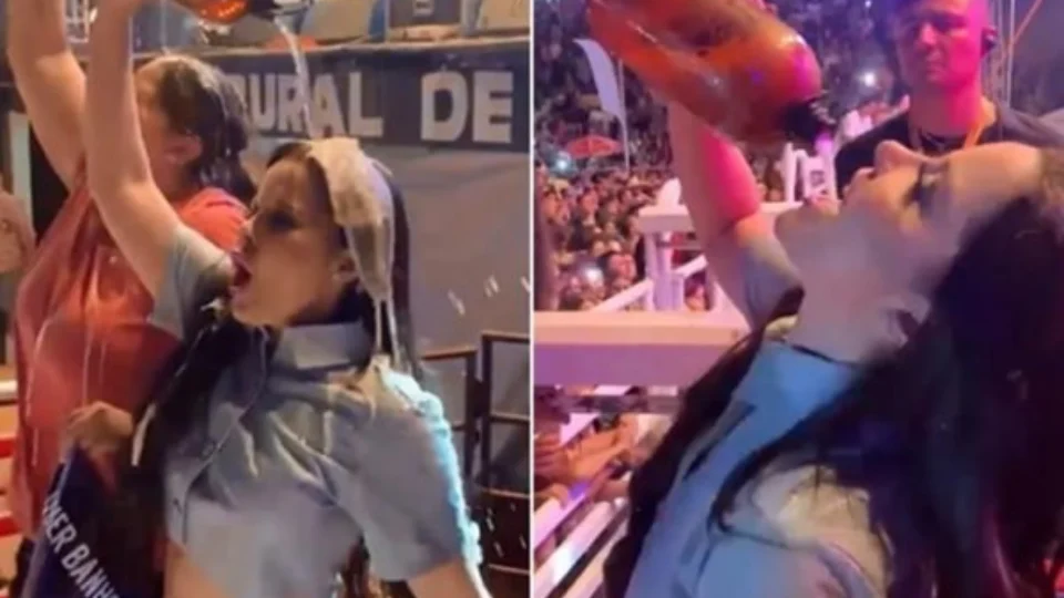Cantora Maraisa toma banho de chopp durante show no Paraná; veja vídeo