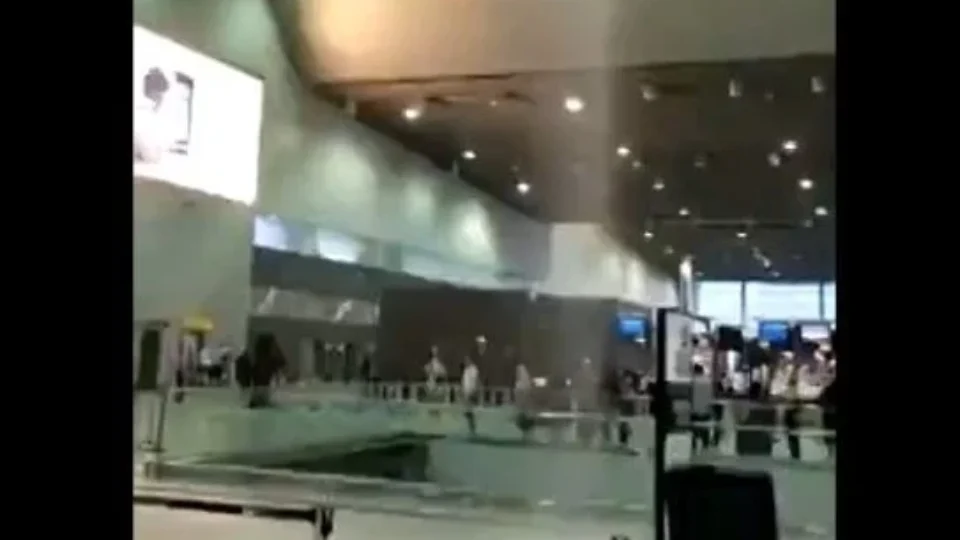 Veja vídeo! temporal causa “cachoeira” em teto do Aeroporto de Guarulhos