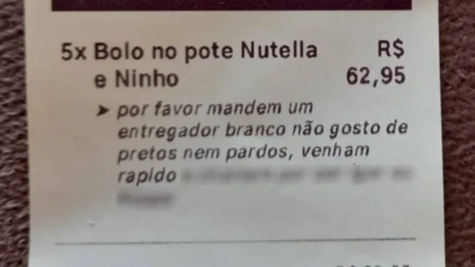 “Mandem entregador branco”, pede cliente em aplicativo; veja