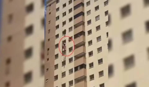 Susto: bombeiros evitam que mulher pule do 8º andar de prédio