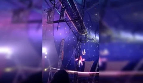 VEJA VÍDEO: Trapezista cai de uma altura de 3 metros em circo