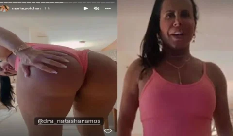“Não é filtro”, diz Gretchen ao “afogar” short no bumbum