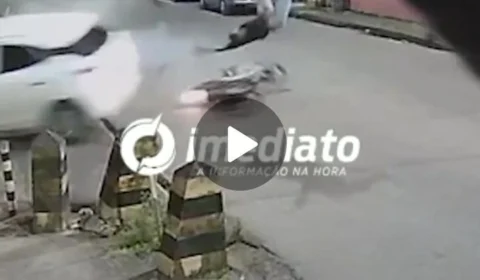 VEJA VÍDEO: motociclista é arremessado em acidente na zona Centro-Oeste
