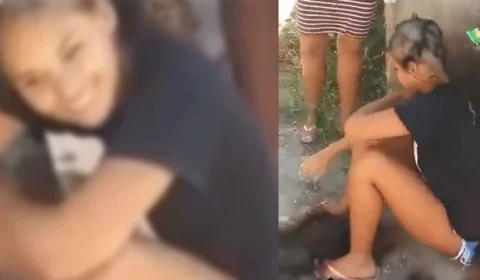 Jovem dá risada ao ter cabelo raspado por traficantes;VEJA VÍDEO