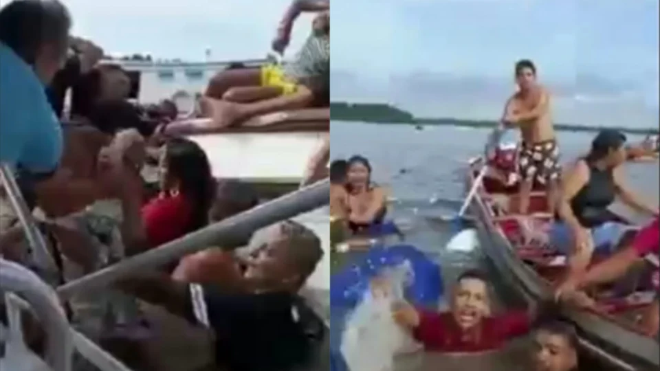 VEJA VÍDEO: barco naufraga e passageiros se desesperam tentando salvar crianças