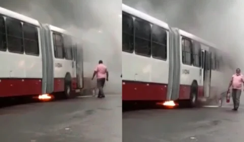 VEJA VÍDEO: passageiros gravam ônibus pegando fogo dentro de terminal em Manaus