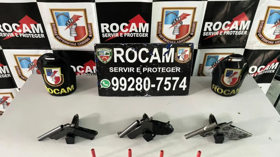 Homens são apreendidos por porte ilegal de arma de fogo na zona Sul de Manaus