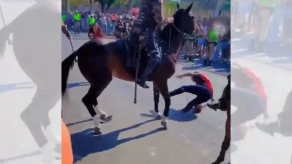 VEJA VÍDEO: torcedores do Flamengo são derrubados por cavalos da PM