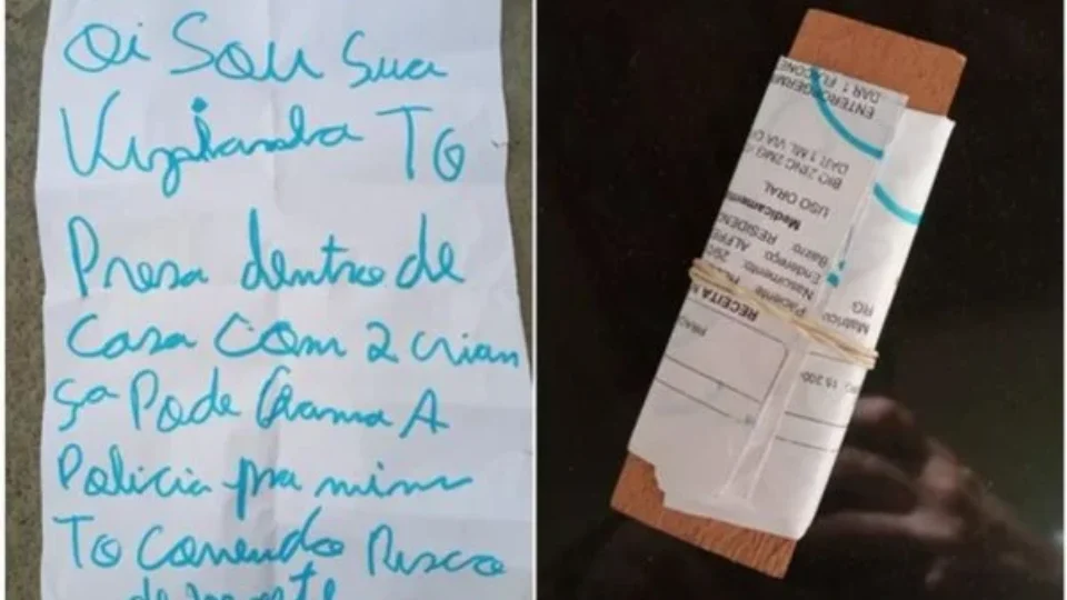 Mulher mantida em cárcere pelo marido manda bilhete pedindo socorro