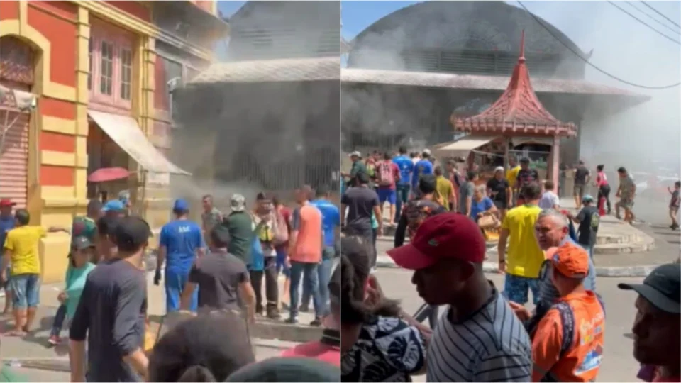 Veja o exato momento que venezuelano põe fogo em casa lotérica e vítimas sendo resgatadas