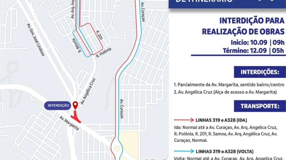 Prefeitura de Manaus interdita um trecho da alça de acesso da avenida Margarita para execução de obra
