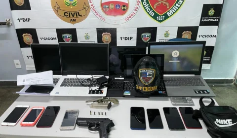 Quarteto é preso com notebooks furtados e armas em Manaus