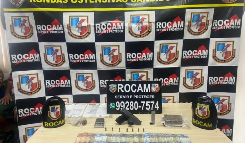 ROCAM prende indivíduo com droga e arma de fogo no bairro Monte das Oliveiras