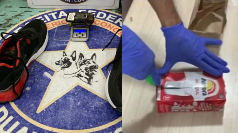 Drogas são encontradas em tênis e caixa de leite pela Receita Federal em Manaus