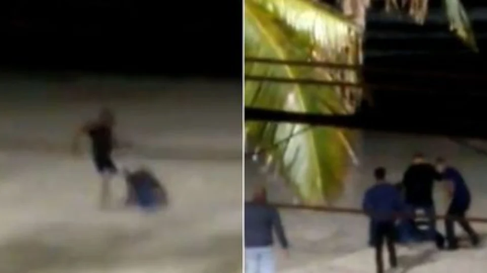 Homem apanha de populares após espancar e pisar na própria mulher em praia