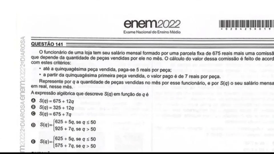 Enem 2022: questão de matemática é cancelada após erro de digitação