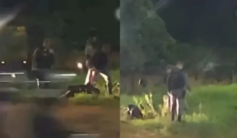 Policiais jogam motociclista algemado em vala após tentar fugir de abordagem