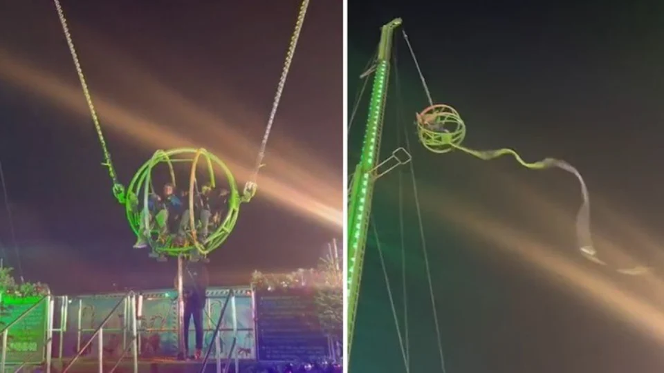 Elástico de brinquedo arrebenta e jovens vivem momento de tensão em parque; veja