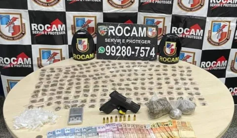 Um homem e dois menores são presos com arma e drogas na zona Oeste