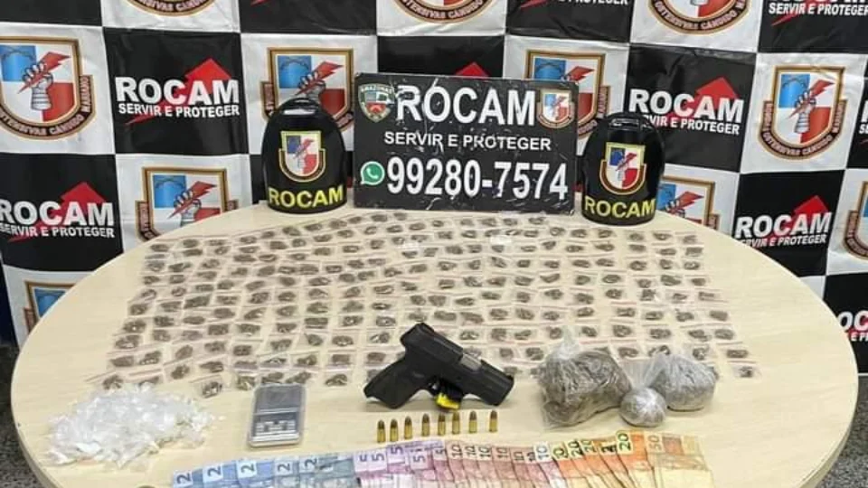 Um homem e dois menores são presos com arma e drogas na zona Oeste