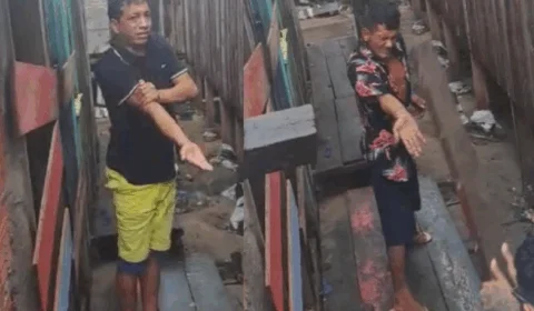 VÍDEO: ‘tribunal do crime’ castiga dupla que assaltou mercado em Manaus