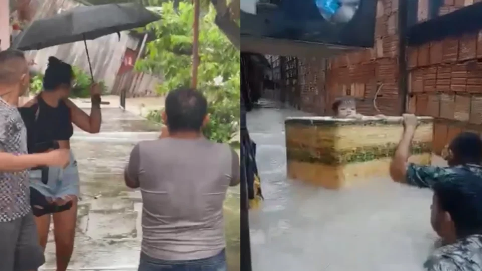 VÍDEOS: Casas são levadas pela água e moradores se desesperam durante chuva em Manaus