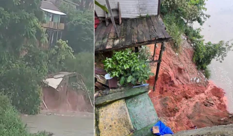 VÍDEO: Moradora se desespera ao ver casa de vizinho prestes a desabar