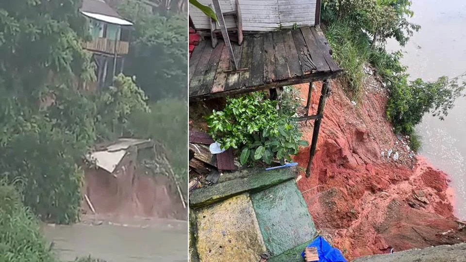 VÍDEO: Moradora se desespera ao ver casa de vizinho prestes a desabar