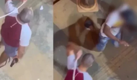VÍDEO: Policial dá chibatadas em homem que esperava prato de comida