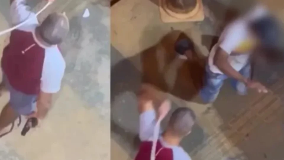 VÍDEO: Policial dá chibatadas em homem que esperava prato de comida