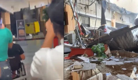 VÍDEO: Teto de praça de alimentação desaba e causa pânico em shopping