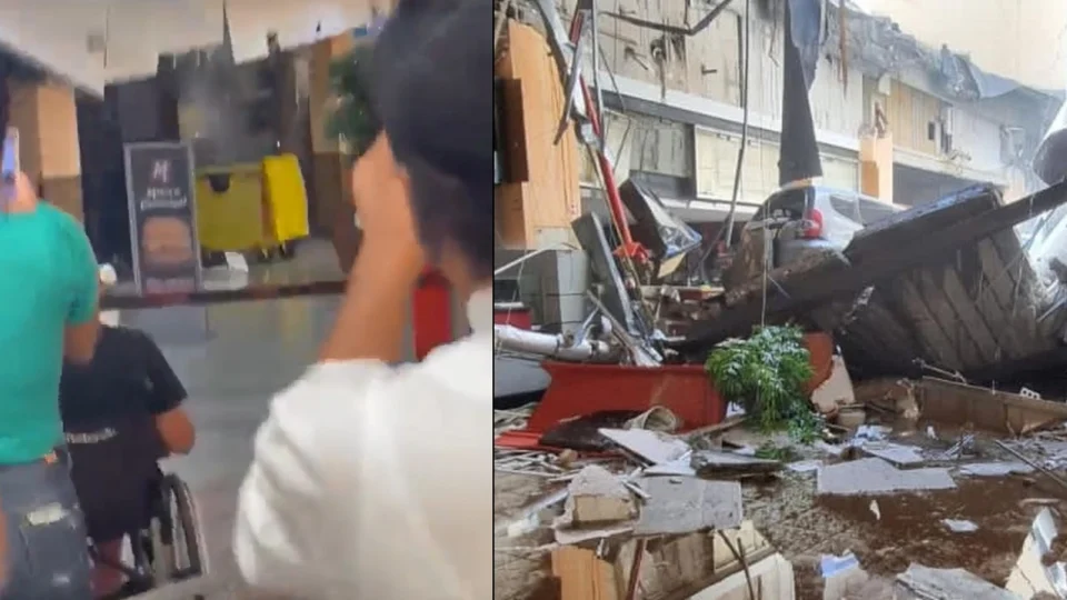 VÍDEO: Teto de praça de alimentação desaba e causa pânico em shopping
