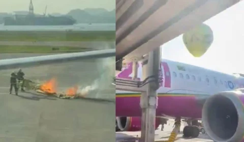 VÍDEO: Balão atinge avião em abastecimento e por pouco não causa tragédia