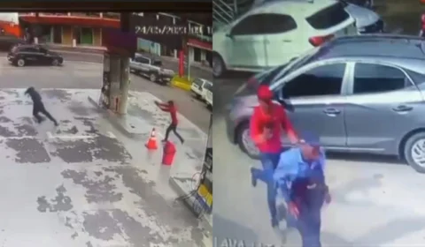 VEJA VÍDEO: câmeras de segurança mostram momento em que criminosos invadem posto de combustível