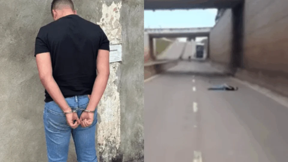 VÍDEO: algemado, suspeito de estelionato pula de viaduto para fugir da polícia