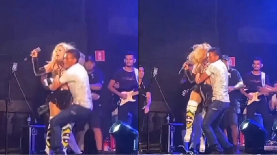 VÍDEO: fã invade palco, dá susto e levanta Joelma pela cintura; veja