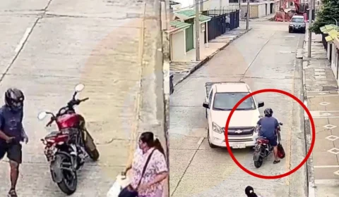 Homem em picape atropela ladrão após ele roubar a bolsa de uma mulher; Veja vídeo