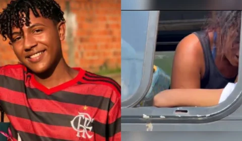 Mãe chora abraçada ao corpo do filho assassinado dentro de ônibus