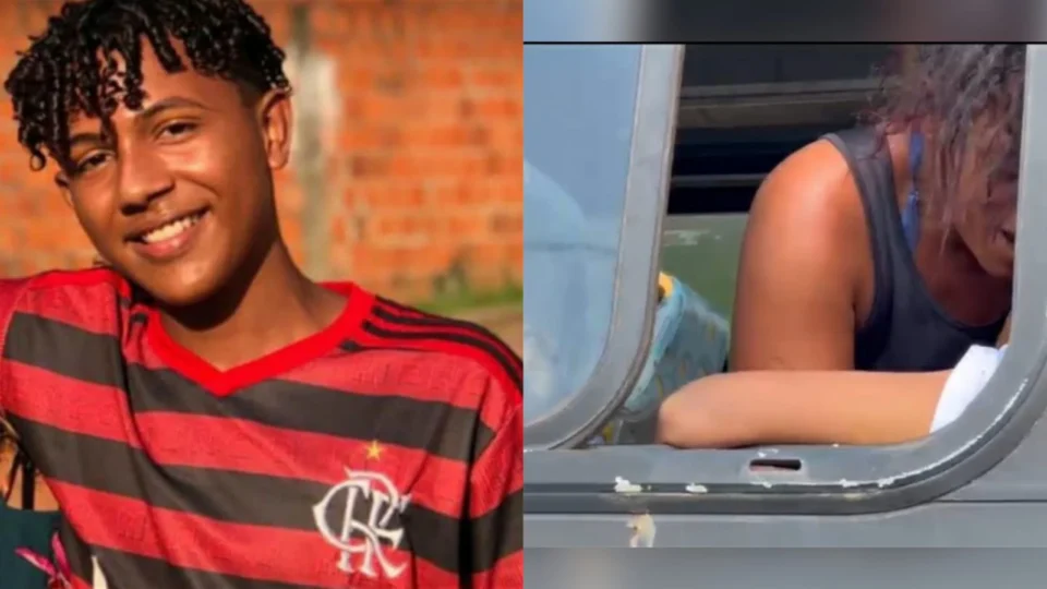 Mãe chora abraçada ao corpo do filho assassinado dentro de ônibus