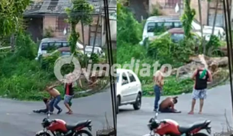 VÍDEO: suposto ladrão recebe ‘carinho’ da população na zona Leste de Manaus