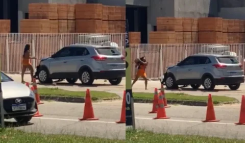 VÍDEO: mulher revoltada destrói carro a pedradas