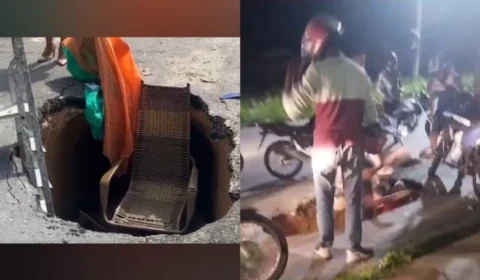 Motociclista cai em buraco que está prestes a comemorar aniversário