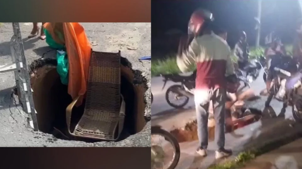 Motociclista cai em buraco que está prestes a comemorar aniversário