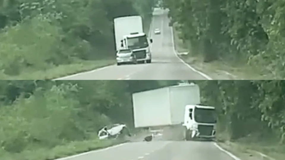 VEJA VÍDEO: motorista invade contra mão e bate contra carreta na BR-174