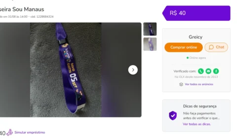 Pulseiras do #SouManaus estão sendo comercializadas em site de vendas por até R$ 200 reais