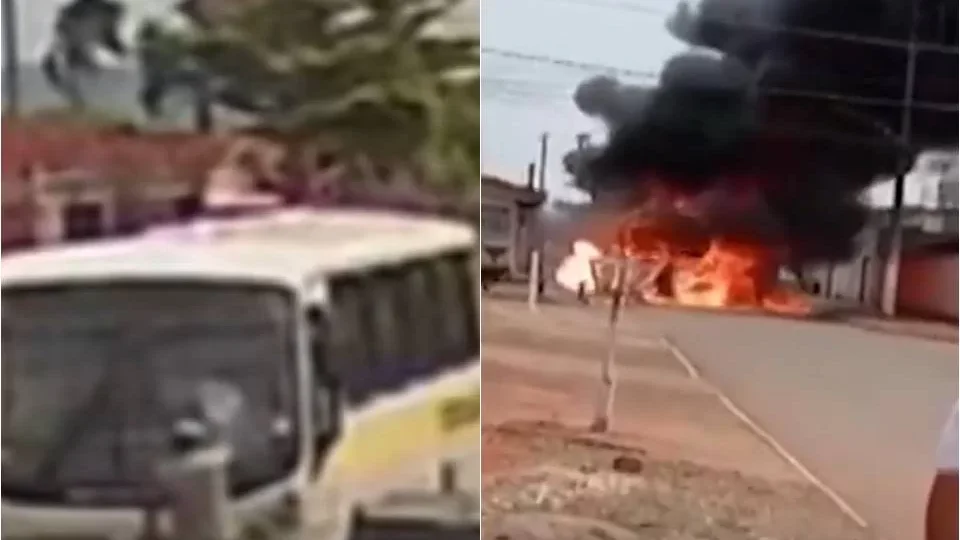 Veja Vídeo: homem coloca fogo em ônibus escolar com alunas dentro