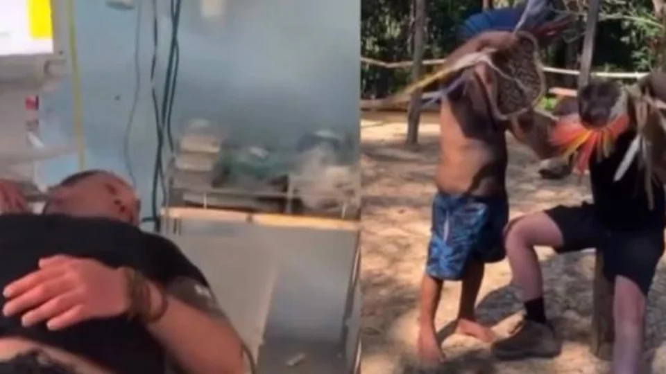 VEJA VÍDEO: gringo passa mal ao fazer ritual da tucandeira na Amazônia