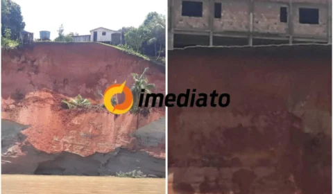 Barranco desaba e arrasta casas e flutuantes em comunidade de Beruri no Amazonas